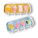 Eisformen Eis am Stiel Silikon, 8 Zellen Eis am Stiel Formen BPA Frei für Kinder und Baby, Mini Eisförmchen...