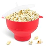 Fousenuk Popcorn Mikrowelle, Faltbar Silicone Popcorn Behälter, Bpa-Frei Popcorn Topf Schüssel Mit Deckel, Heiße...
