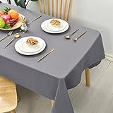 Hiasan Glatt Tischdecke Fleckenabweisend Tischtuch mit Lotuseffekt Leicht Wasserabweisend Tischwäsche, Grau,...