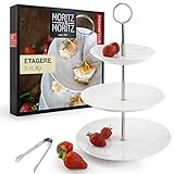 Moritz & Moritz Obst Etagere 3 Etagen - Inkl. Zange - Aus hochwertigem Porzellan – Moderne Küchen Deko oder...