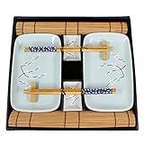 Exzact 10-teiliges Sushi-Set – 2 x Sushi-Teller, 2 x Dip-Schalen, 2 x Bambus-Tischsets, 2 x Bambus-Essstäbchen,...