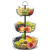 Bomclap 3 Stöckig Obstkörbe, Küche Obst Etagere aus Metall, Stehend Obstschale Gemüsekorb Aufbewahrung,...