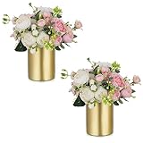 NUPTIO Blumenvase Klein Hochzeit Tafelaufsätze: 2 Stücke 13cm Gold Künstliche Blumen Vasen Tisch Tafelaufsatz...