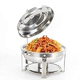 TESUGN 7.5 L Edelstahl Chafing Dish Rund Speisenwärmer Wärmebehälter Suppenwärmer, Chafing Dish Profi Set für...