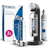BRITA Wassersprudler sodaONE schwarz inkl. CO2-Zylinder und 3 BPA-freien PET-Flaschen I Macht aus Leitungswasser...