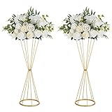 NUPTIO Gold Hochzeit Tafelaufsätze für Tische: 68cm Hoch Metall Blume Trompete Vase 2 Stück Blume Stehen...