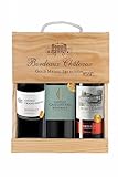 La Grande Vinothèque Selection Bordeaux - Wein Set Rotwein mit Goldmedaille in Holzkiste - Ideal als Geschenk -...