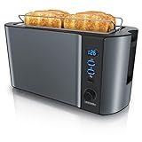 Arendo - Edelstahl Toaster Langschlitz 4 Scheiben, Defrost, wärmeisolierendes Gehäuse, mit integriertem...