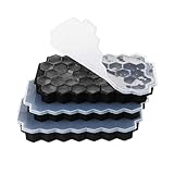 Sechseckige Eiswürfelform Silikon, 3er Pack 37Fach Eiswürfelbehälter mit Deckel，Ice Cube Tray BPA-Freie für...