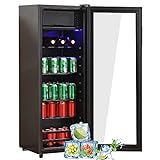 Merax Kühlschrank 128L, Freistehend Getränkekühler mit 120L-Kühlschrank + 8L-Gefrierschrank, mit...