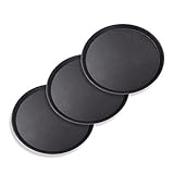 Schramm® 3 Stück Gastro Tablett 35x2cm rund schwarz 3er Pack mit Anti Rutsch Beschichtung hoher Rand...