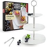 Moritz & Moritz Obst Etagere 3 Etagen - Inkl. Zange - Aus hochwertigem Porzellan – Moderne Küchen Deko oder...