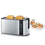 SEVERIN Automatik-Langschlitztoaster für 4 Toastscheiben, Toaster mit Brötchenaufsatz,...