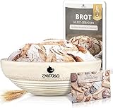Exitoso Gärkörbchen rund 1kg aus Peddigrohr Ø25cm - Beige inkl. (E-Book Rezept, Leinentuch) - Brot backen mit...