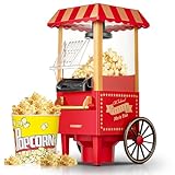 HOUSNAT Popcornmaschine Heissluft - Retro Klein Popcorn Maker -Fettfreies Ölfreies & Gesunder Maïs Snack - 1200W...