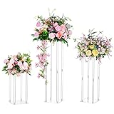 Nuptio Acryl Vase Hochzeit Tafelaufsätze - 3 Stück Hohe Klare Spalte Blumenvasen für Hochzeiten Geburtstag Party...