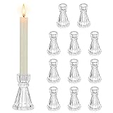 Romadedi Kerzenhalter aus Glas für Kerzenständer – 12 Stück, transparent, konisch, Hochzeitsdekoration,...