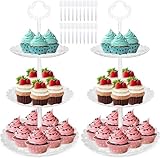 Yibang 2 Stück Cupcake Ständer, Etagere 3 Etagen Weiß mit 20 Stück Kuchengabeln, Donut, Muffins und Cupcakes...
