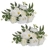NUPTIO Künstliche Blumen für Tische Dekoration: 2 Stück 24cm Durchmesser Weiß Gefälschte Blume Tafelaufsätze...