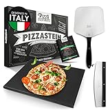 Pizza Divertimento [DAS ORIGINAL] - Pizzastein für Backofen und Gasgrill [3er Set] - Mit Pizzaschieber &...