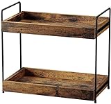 EWEMOSI Standregal Holz Arbeitsplatte Küchenregal mit 2 Ebenen Gewürzregal Metallstütze Badzimmer Aufbewahrung...
