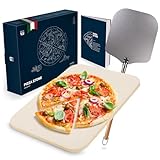 Blumtal Pizzastein für Backofen & Gasgrill inkl. Pizzaschieber - Pizzastein rechteckig aus Cordierit, für Pizza...