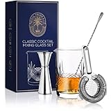 REGAL TRUNK & CO. Klassisches Cocktail-Rührglas-Set – nahtlos gewichtetes, bleifreies, handgefertigtes...