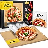 AMZBBQ® Premium Pizzastein - 100% Made in Germany - für Backofen & Gasgrill bis 1300°C - 3er Set inkl. Edelstahl...