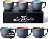 MIAMIO - 6 x 470 ml Kaffeetassen/Tassen Set/Kaffeetasse Groß/moderne Kaffeebecher aus Steingut - Las Palmitas...