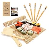 MUDEELA Sushi Set, Bambus Sushi Matte, Maker für Anfänger, karbonisierte Rollmatte, 2 Rollmatten - 5 Paar...