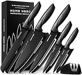 Home Hero Messerset mit Messerschärfer - Scharfe Küchenmesser Set - Messerblock Kochmesser Set Edelstahl Messer...