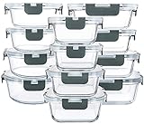 MCIRCO Glas-Frischhaltedosen 24 Stück [12 Behälter + 12 Deckel] - Glasbehälter - Transparente Deckel - für Home...