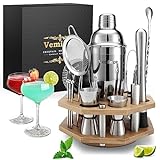 20-Teilig Cocktail Set mit Ständer | Vemingo Cocktail Shaker Set Cocktail Mix Set | 750ml Cocktailshaker Edelstahl...