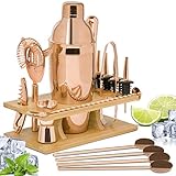 ONVAYA® Cocktail Set in Rosé-Gold | Cocktail Geschenkset mit Bambus-Halter | Cocktail Shaker Set |...