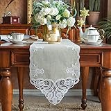 ARTABLE Spitzen-Tischläufer, Makramee, Vintage-Blume, Kommode, Schal mit exquisiter Stickerei, Tischläufer für...