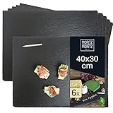 Moritz & Moritz 6 x Schieferplatte Servierplatte 30x40 cm mit Kreidestift - Schieferplatten fürs Buffet, Sushi und...