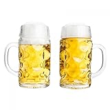 Van Well 2er Set Maßkrug 0,5L geeicht | Halber Liter Bierkrug mit Henkel | Bierglas spülmaschinenfest perfekt...