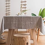 Plenmor Baumwoll-Leinen Tischdecke für Quadrat Tische solide Gitter-Stickerei Tischbedeckung für Küche Esstisch...