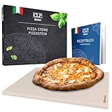 CLP Pizzastein eckig aus Cordierit mit Rezeptbuch für Backofen & Grill 38x30 cm I Einzeln oder als Set mit...