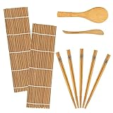 NETUME Bambus Sushi-Kit, 9 Teile, Anfänger, Bambus-Rollmatte für die Eigenherstellung von Sushi, inklusive 2...