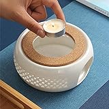 Stövchen für Teekanne, Weiß Teewärmer, Stövchen Keramik mit Korkauflage, Kaffeewärmer, Stövchen can Erhitze...