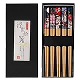 Essstäbchen, 5 Paar Stäbchen Japanisch Chopsticks Stäbchen Zum Essen Sushi Stäbchen Bambus Geschenk...
