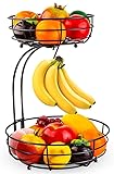 2 Stöckig Obstkorb mit Bananenhalter, Stehend Täglicher Küche moderne Obstschale, praktischer Obstkörbe...