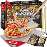 5in1 Pizza Set | Pizzastein für Backofen & Gasgrill - 2in1 Pizzaschieber - Pizzaschneider - Rezeptbuch - Pizza...